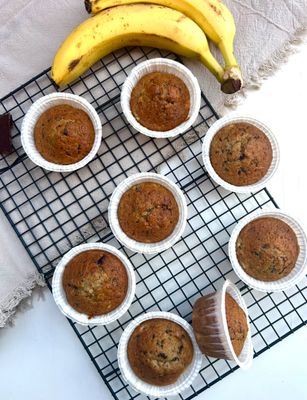 Bananmuffins med chokolade